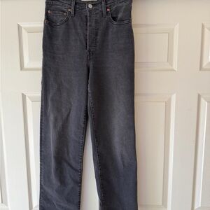 Levi's Ribcage Dark Gray Straight Jeans NWT